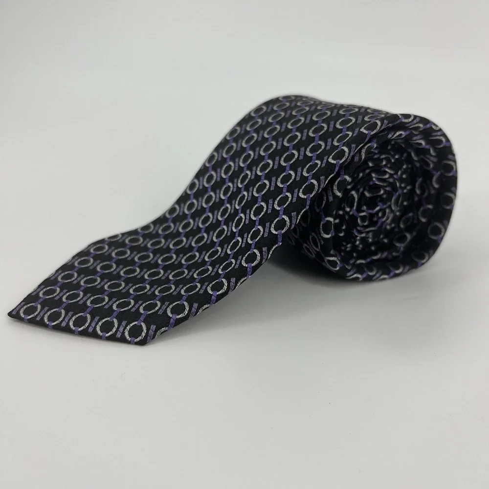 J.S. Blank & Company Men's 100% Silk Tie Black Purple Designer